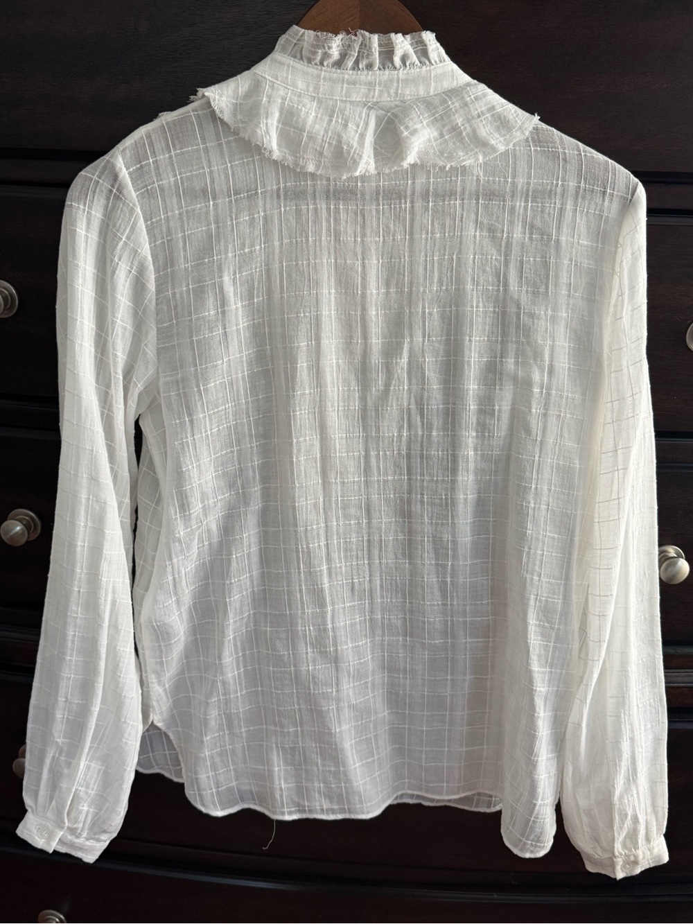 Zara White Ruffle Button down top - Picture 2 of 4